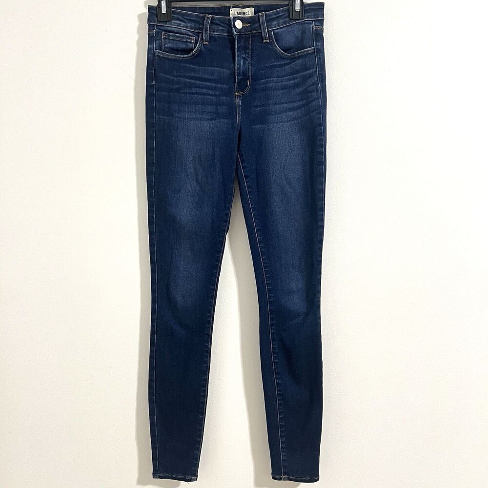 L'AGENCE Marguerite High Rise Skinny Denim Jean In Baltic Size 26 Dark Wash